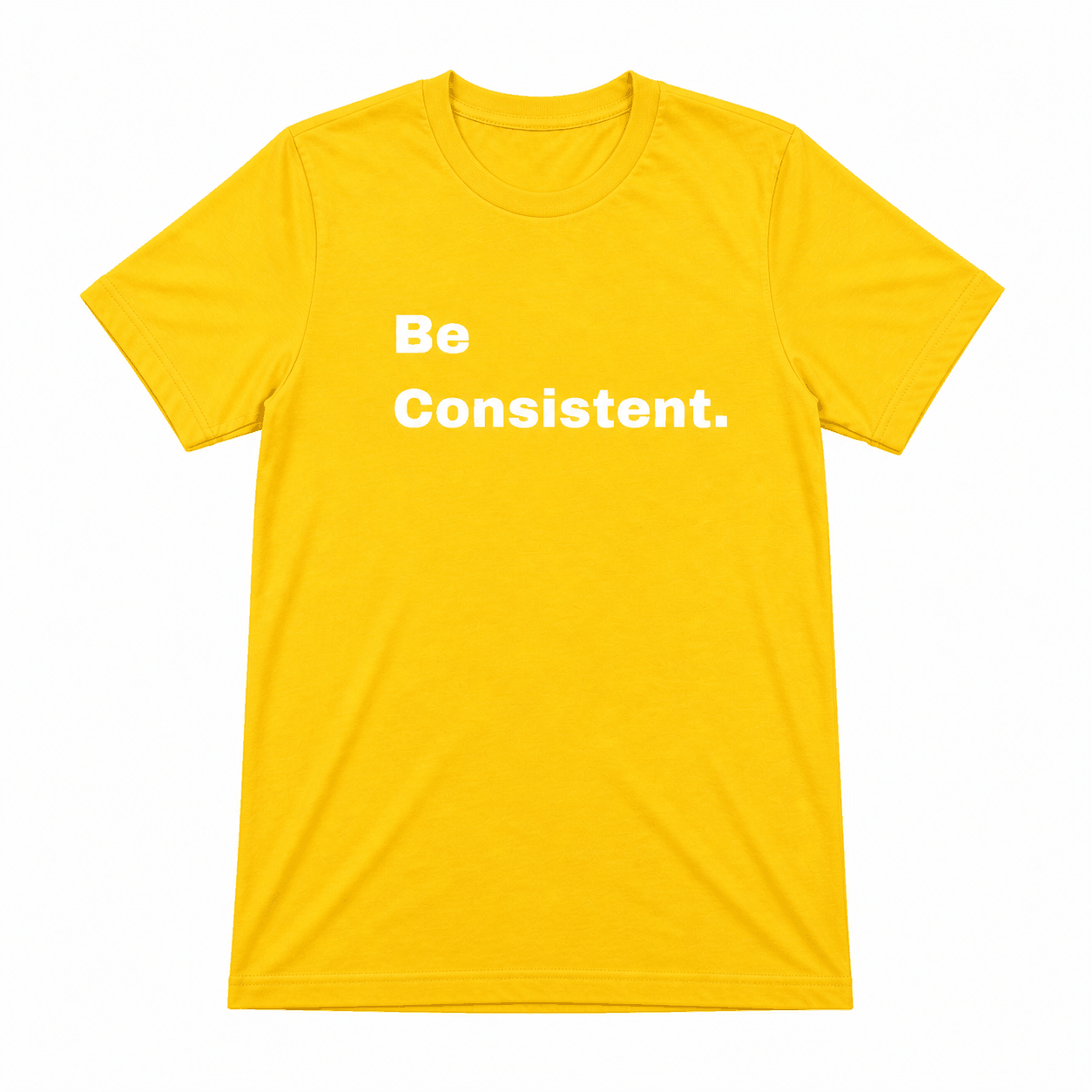 Be Consistent performance short sleeve T-shirt with motivational text, soft breathable cotton, relaxed unisex fit, and durable print