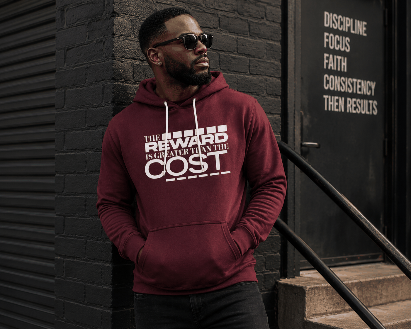 The Reward is Greater... Hoodie with bold empowering design promoting authenticity and self-expression