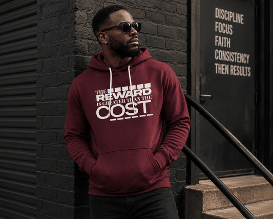 The Reward is Greater... Hoodie with bold empowering design promoting authenticity and self-expression
