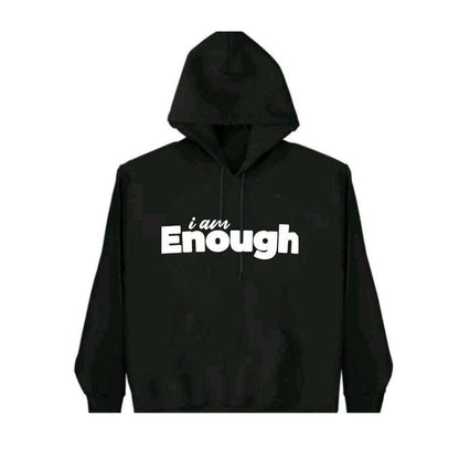 i am Enough Hoodie showcasing comfortable, motivational activewear with bold graphics and inspiring quotes
