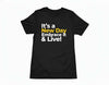 Black It's a New Day Embrace it & Live T-shirt with bold white and yellow text design, breathable and moisture-wicking fabric for activewear.
